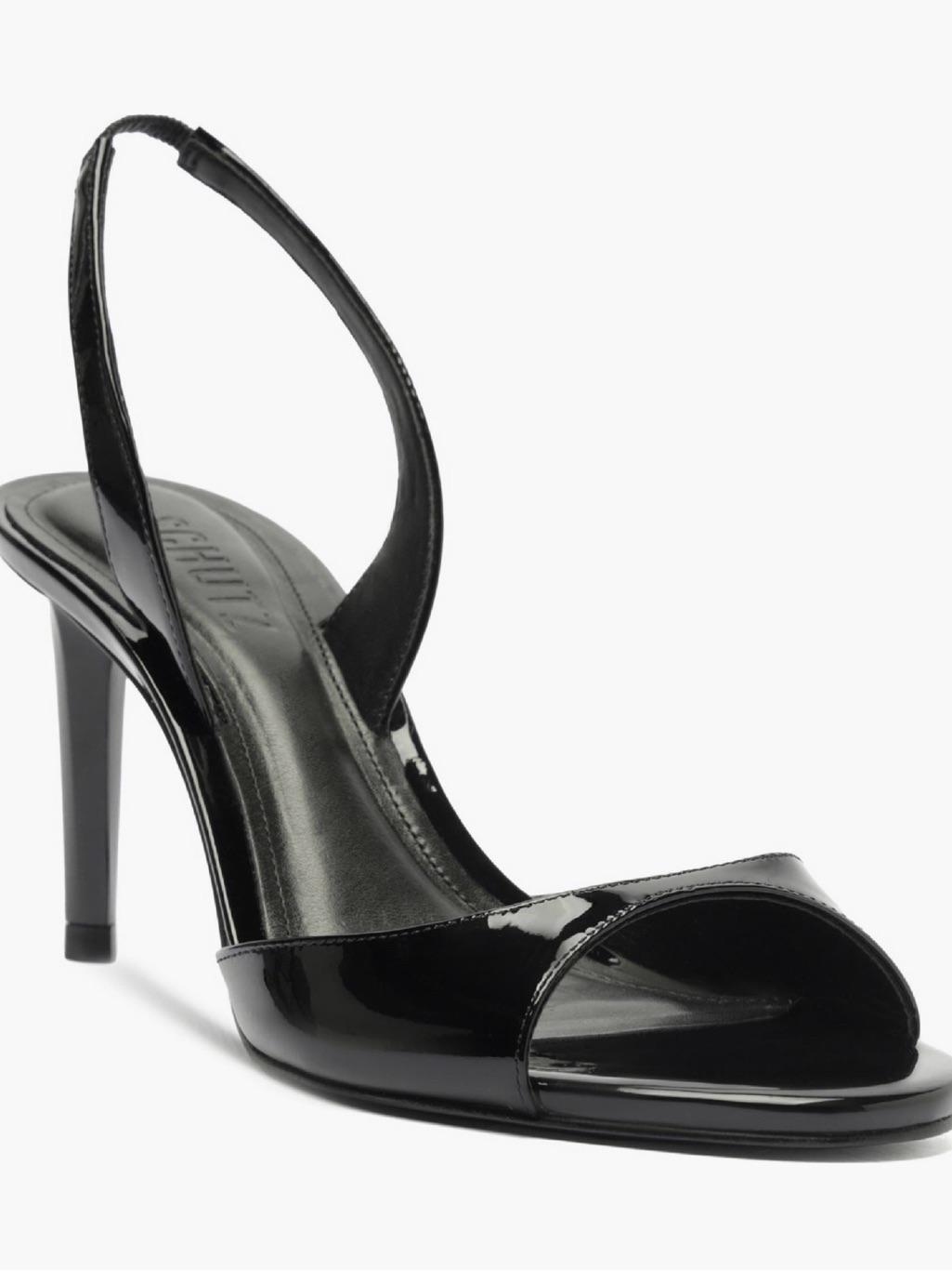 Schutz Black Patent Leather Slingback Stiletto Sandal